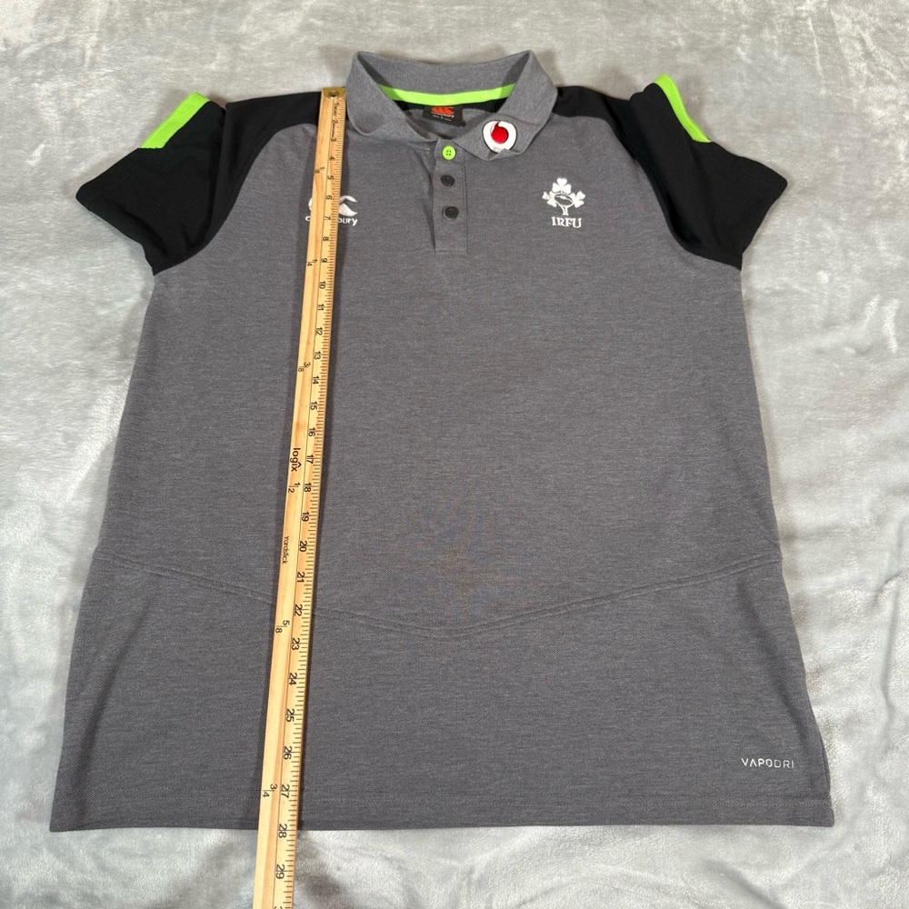 Canterbury IRFU Ireland Rugby Polo Shirt Mens L Slim Fit VapoDri Gray - Picture 8 of 8